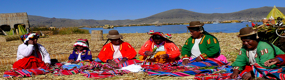 Andean Ladies On Titicaca Lake Puno
