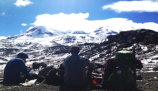 Facing the way up to climb to Coropuna volcano