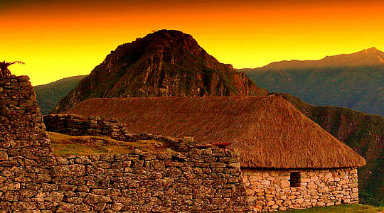 Sunset Over Machu Picchu Inca Citadel